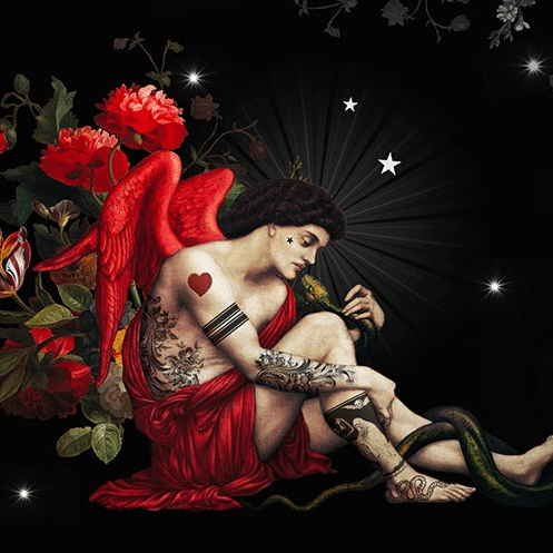 L’imprimée Angel with the snake de chez La Ligne 29 pour un Noël mystique.