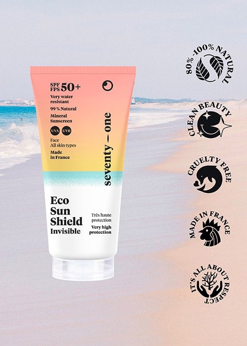 Le produit solaire de la marque de beauté Seventy One Percent.