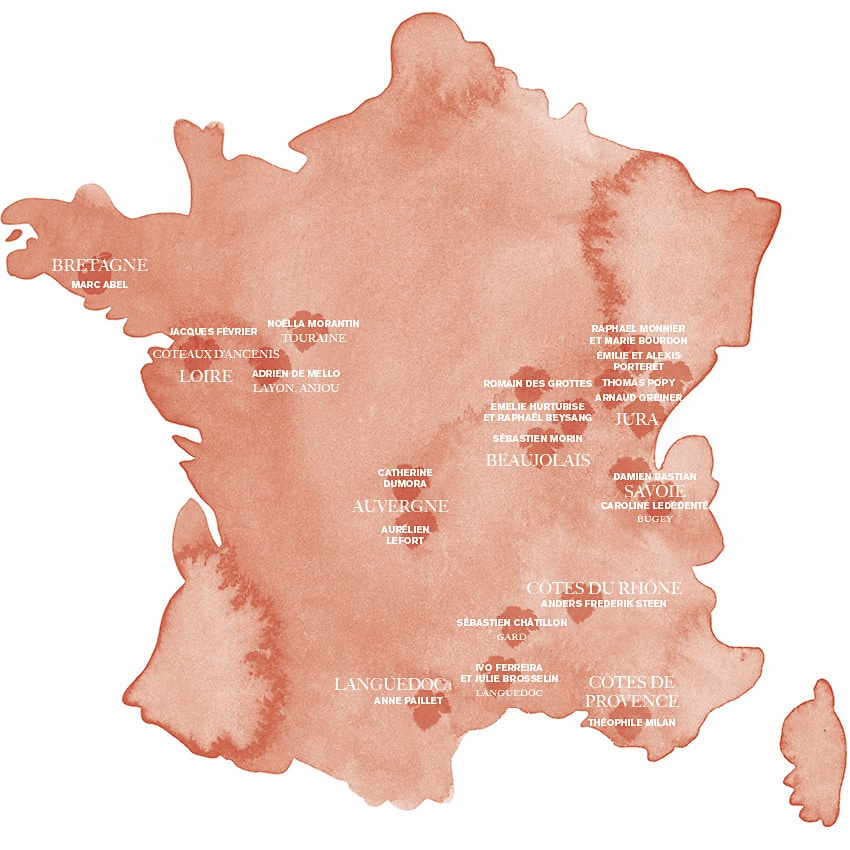 Carte de france des vins naturels.