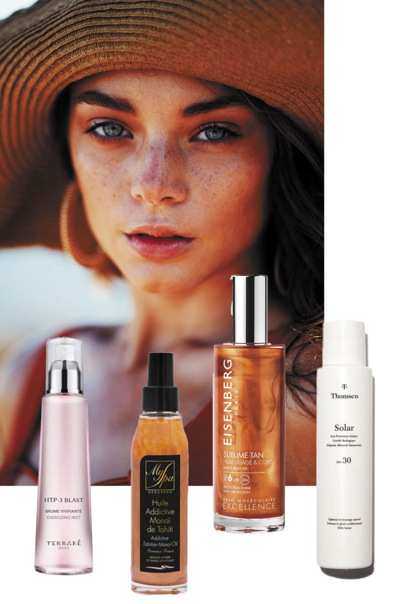La beauté solaire avec les crèmes, brumes et huiles les plus chic des marques du sud de la France.