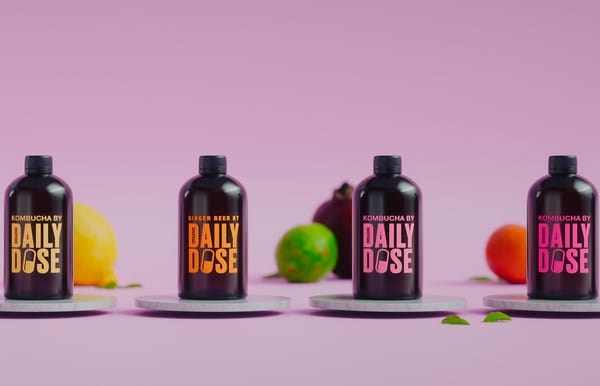 Quatre kombucha de la marque Daily Dose