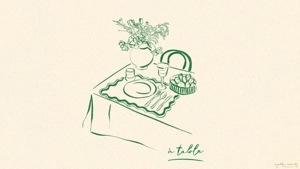 Illustration nommée « à table » imaginée par Agathe Marty