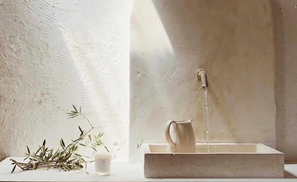 maison carre en provence evier pierre bougie carafe eau ambiance