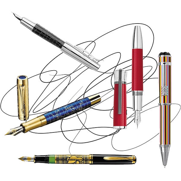 Modèles de stylo bille et style à plume.